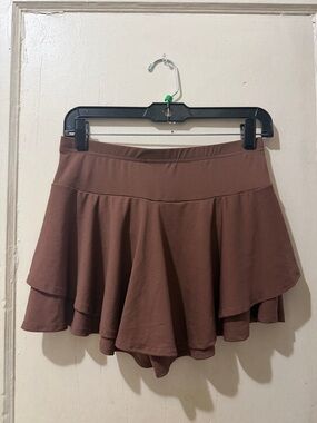 SHEIN Brown Tiered Flounce Skort